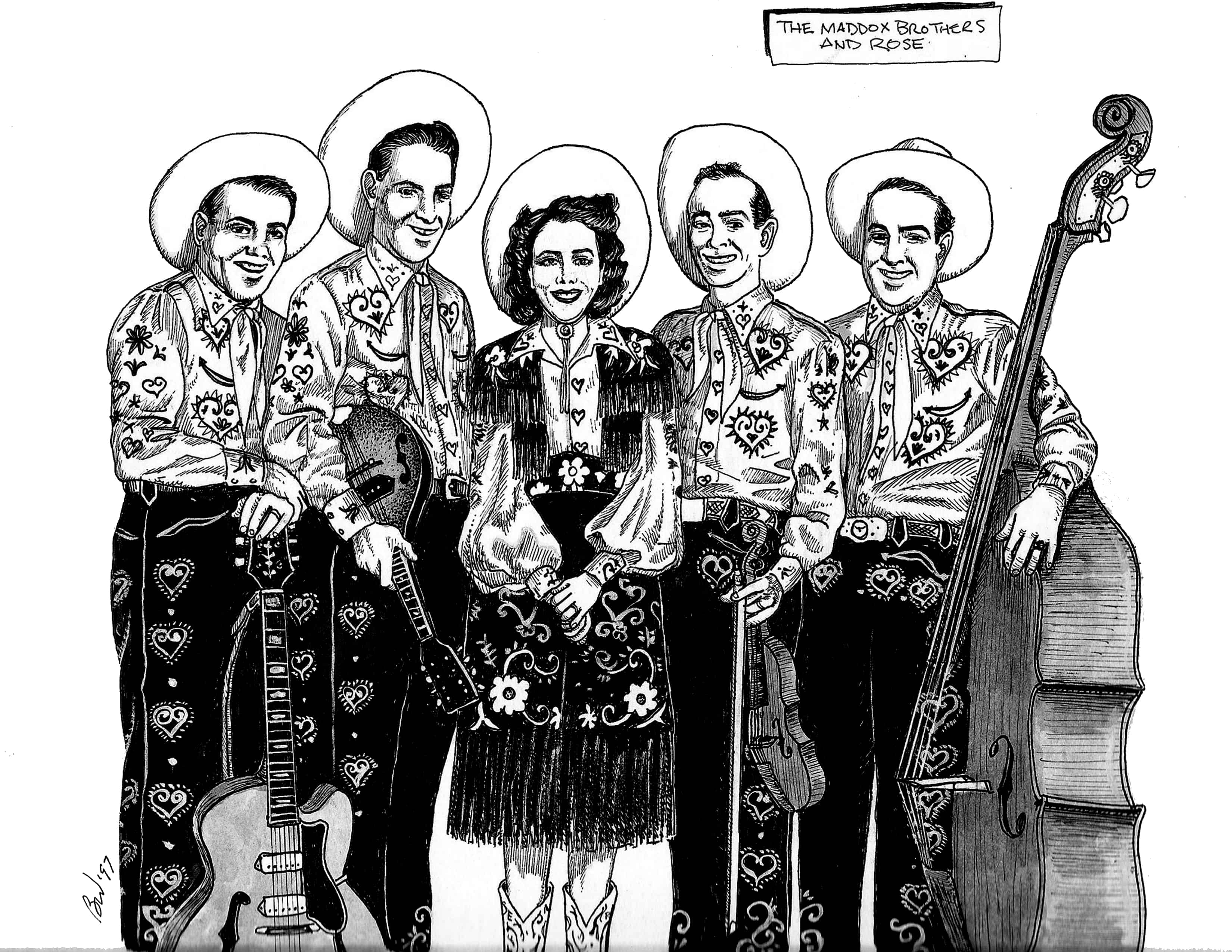 The Maddox Brothers & Rose: "America's Most Colorful Hillbilly Band" — original illustration