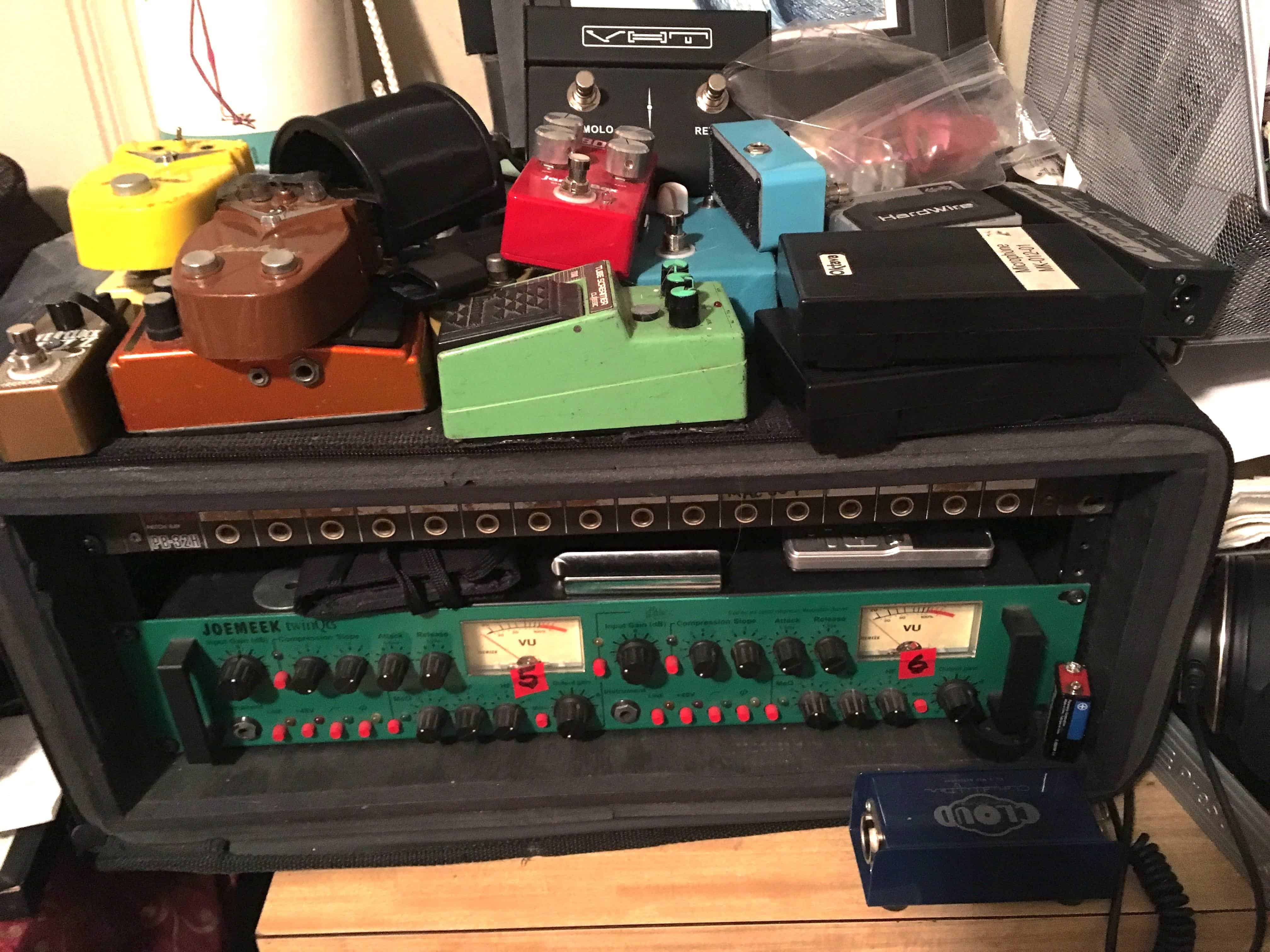 JoeMeek TwinQCS combination mic pre/optical compressor at Spatula Ranch Studios